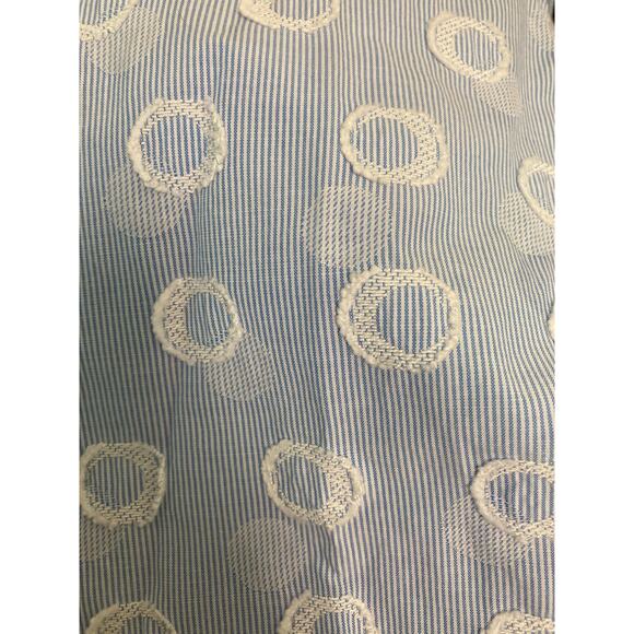 Foxcroft NYC Light Blue Micro Stripe Shirt with Textured Circles Sz 14 - Picture 6 of 9